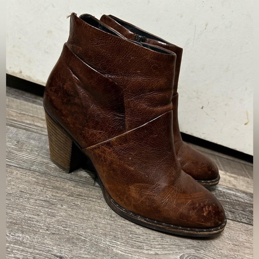 Paul Green Echt Brown Leather Obermaterial Blick heel zip up Ankle Boots